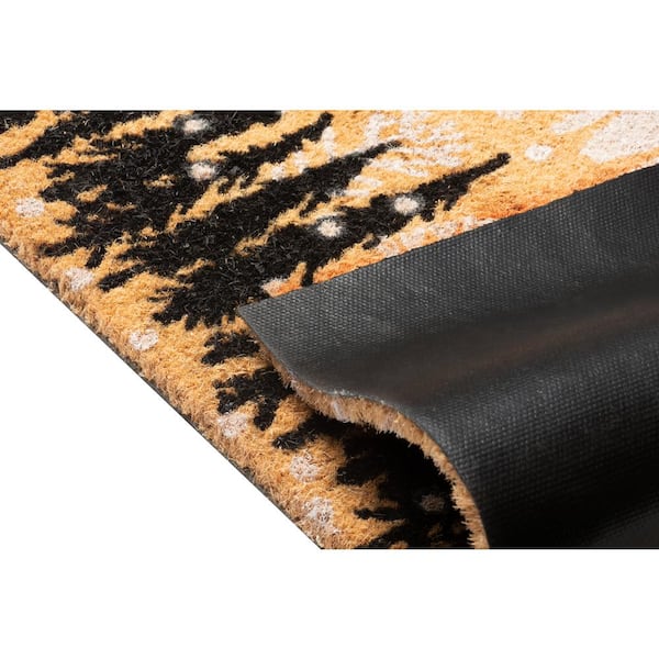 Come on In Black/White/Natural 18 in. x 28 in. Coir Door Mat