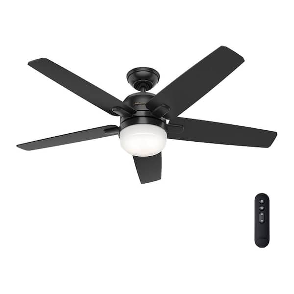 Hunter Cavera Wifi-Enabled Apple HomeKit/Google Home/Alexa 52 in. Indoor Matte Black Ceiling Fan with Light Kit and Remote