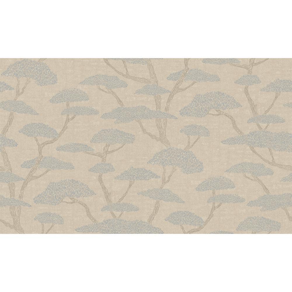 Fusion Collection Chinoiserie Tree Motif Beige/Blue Matte Finish Non-Pasted