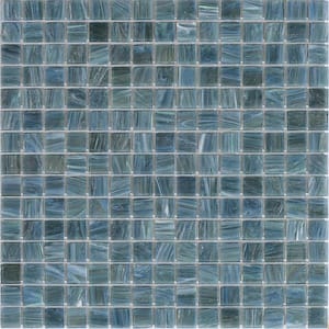Celestial Glossy Cadet Gray 12 in. x 12 in. Glass Mosaic Wall and Floor Tile (20 sq. ft./case) (20-pack)