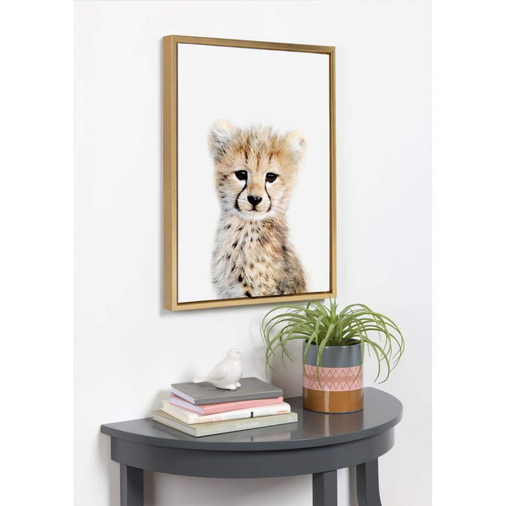 Gold Framed Baby Cheetah Canvas Wall Art