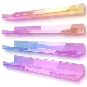 15.7 in. W x 4.3 in. D Iridescent Acrylic Wall Mounted Floating Shelf Decorative Wall Shelf 4-Pack
