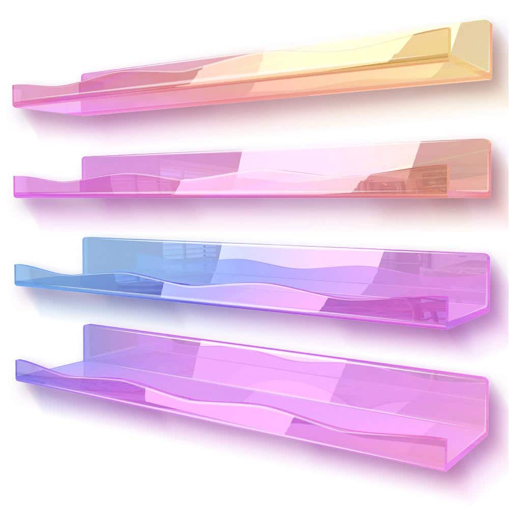 15.7 in. W x 4.3 in. D Iridescent Acrylic Wall Mounted Floating Shelf Decor