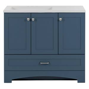 Lancaster 36 in. W x 19 in. D x 33 in. H Single Sink  Bath Vanity in Admiral Blue with White Cultured Marble Top