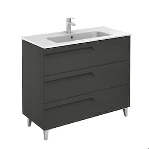 Vitale 40 in. W x 18 in. D 3-Drawers Vanity in Grey Nature with White Basin