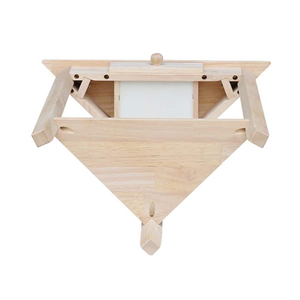 Classic Unfinished Solid Parawood Corner End Table with Storage