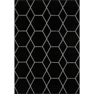 Trellis Frieze Black/Ivory 7 ft. x 10 ft. Geometric Area Rug