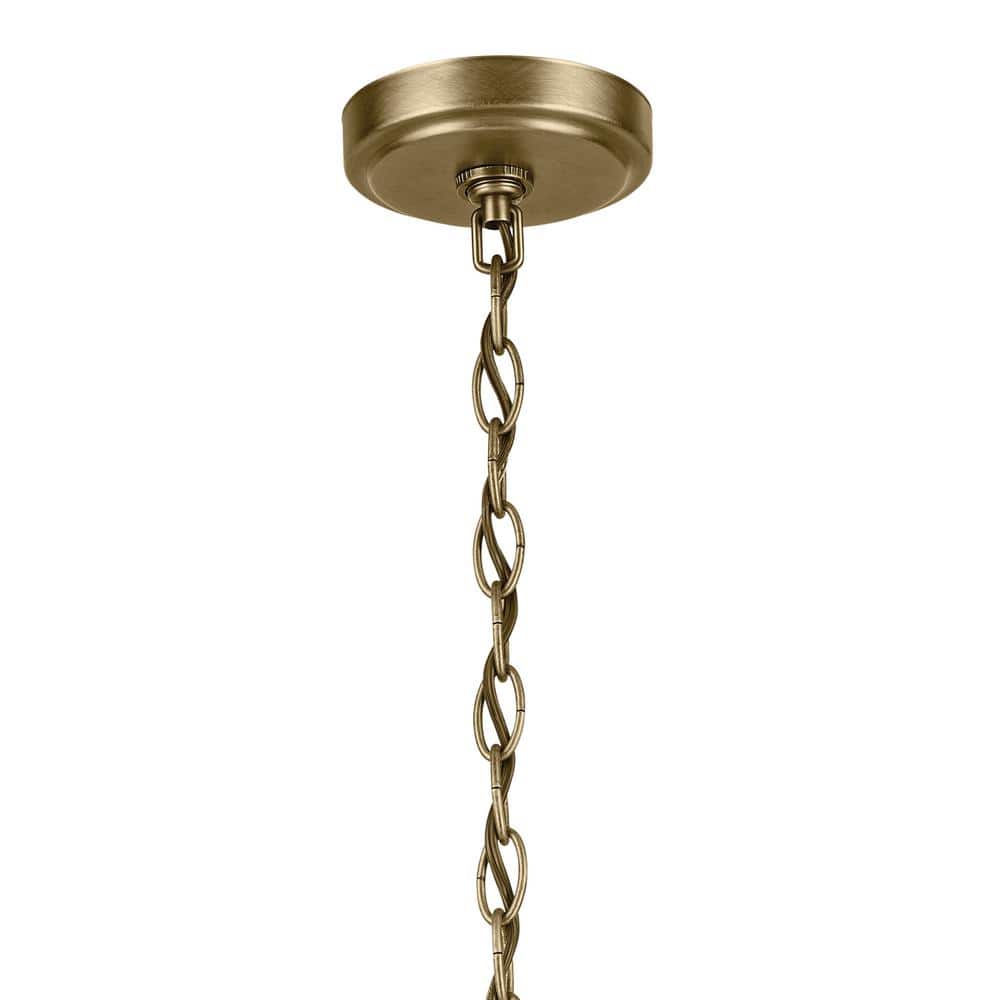 Natural Brass Mini Chandelier with Clear Seeded Glass