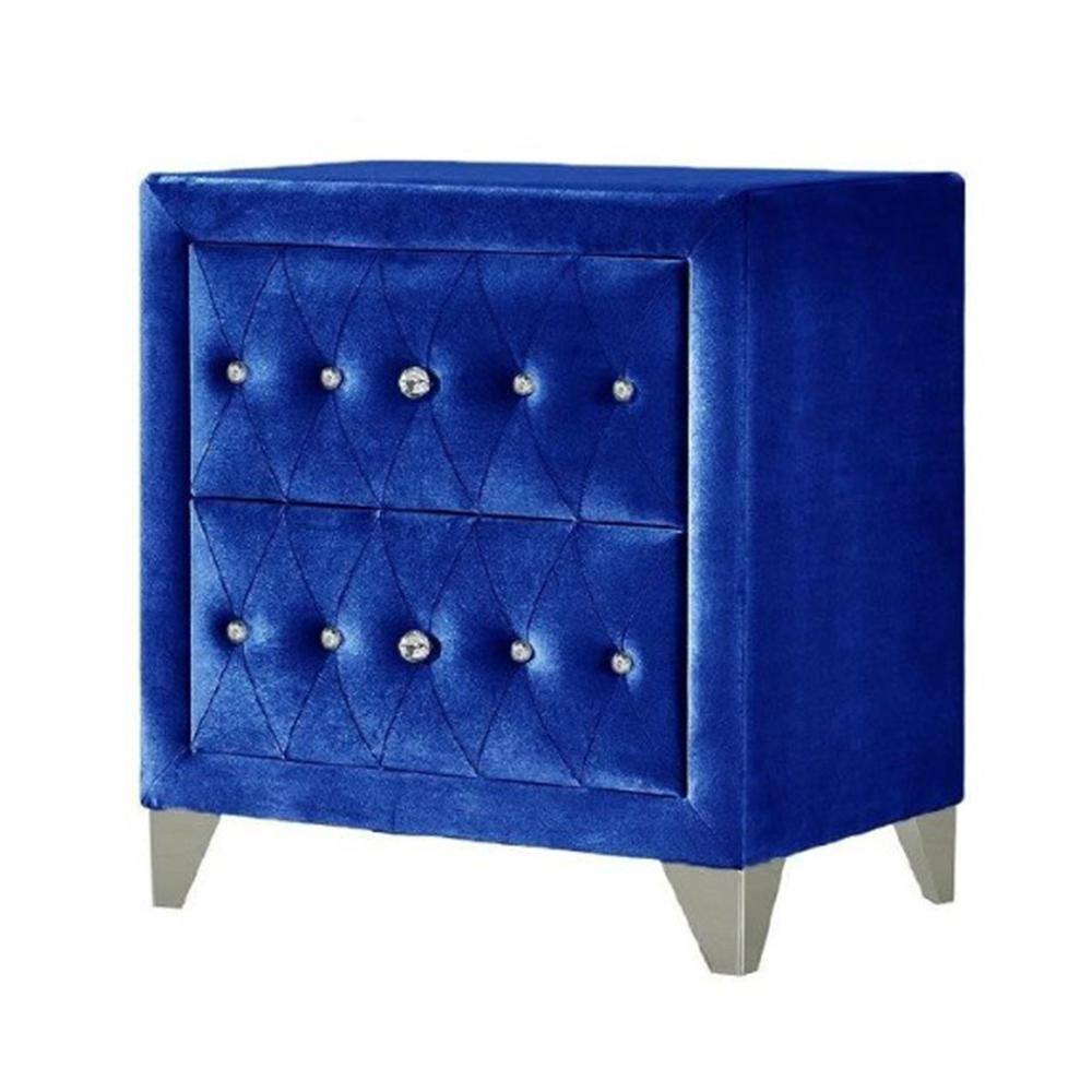 Acme Furniture Dante 2Drawer Blue Velvet Nightstand 28 in. x 19 in. x