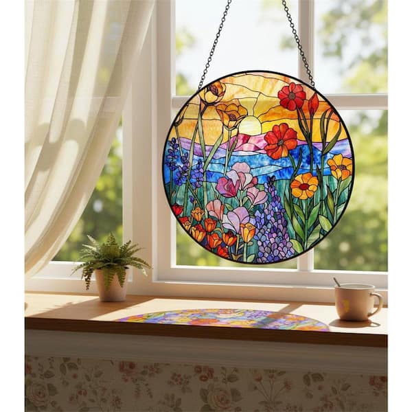 Wildflowers Sun Catcher Stained Glass Window Hanging YNLIN263