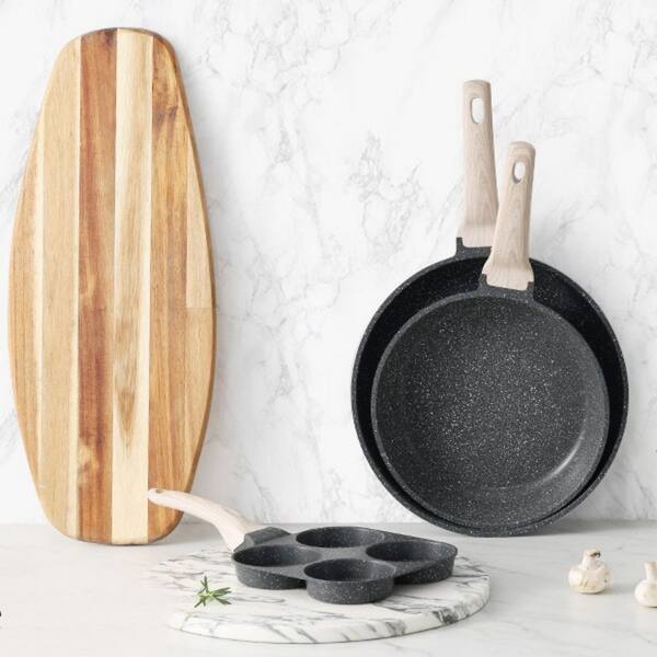 Wudkey 44-Piece Nonstick Aluminum Cookware Set in Black, Induction