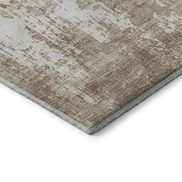 Mayfield Premium Machine Washable Abstract AMF1008 Taupe 9 ft. x 12 ft. Area Rug
