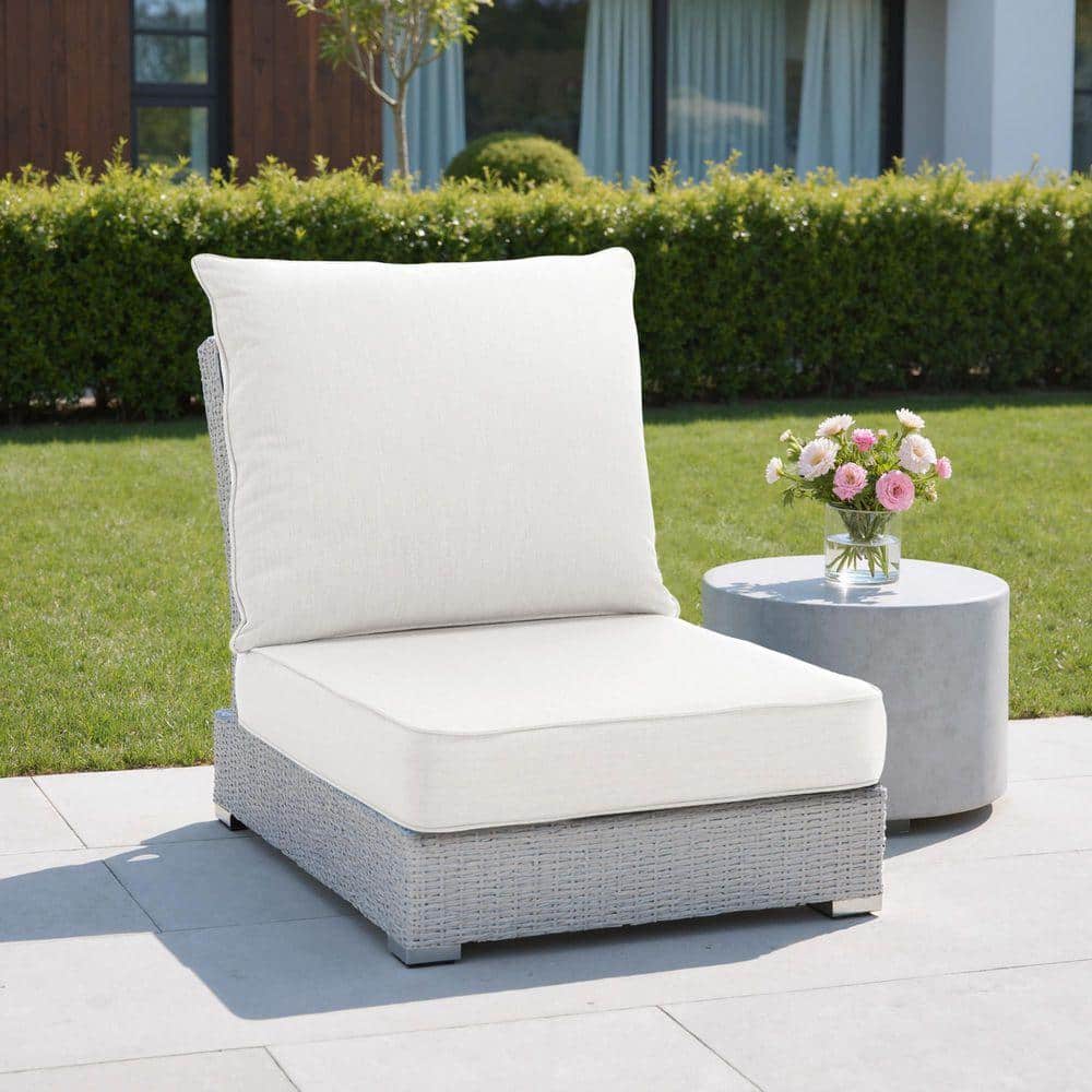 2-Piece Outdoor Lounge Chair Cushion/Throw Pillow Set in Sunbrella Beige