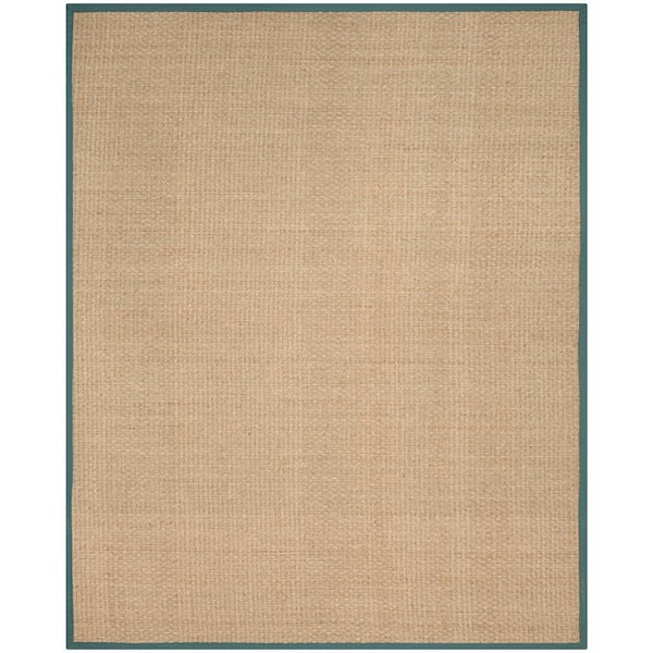 Natural Fiber Natural/Light Blue 9 ft. x 12 ft. Border Woven Area Rug