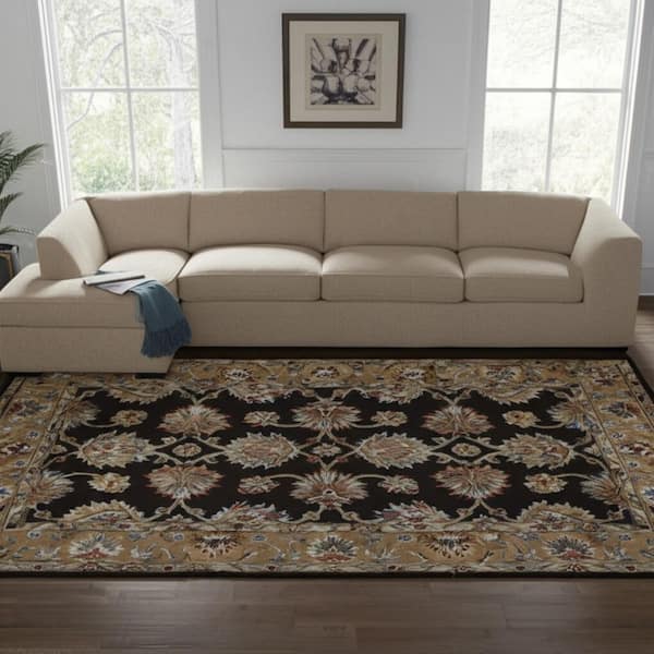 Brown 8 x 10 ft. Tufted Floral Rectangle Indoor Area Rug