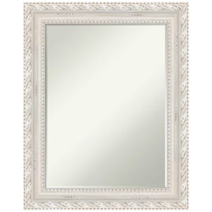 Opera Off White 23.5 in. x 29.5 in. Petite Bevel Traditional Rectangle Wood Framed Bathroom Wall Mirror in White