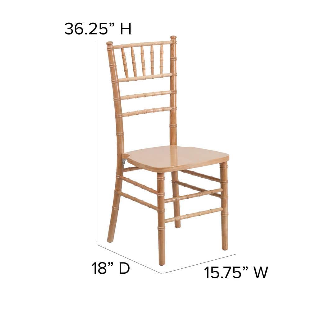 Natural Wood Chiavari Side Chair with Beige Slat Back