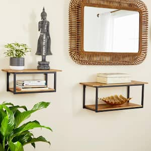 26 in. x 16 in. White Wood Glam Wall Shelf