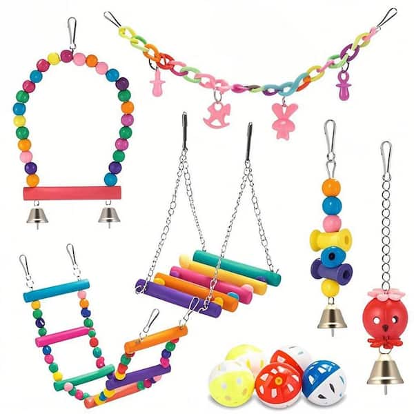 Bird Toy Hammock Climbing Ladder, Bird Cage Accessories, Cage Colorful Toys Suitable for Conure, Budgerigar and Parakeet