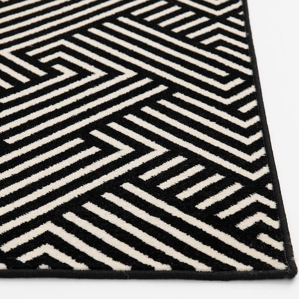 Black & White Cotton Door mat Rug Indoor Outdoor - 2x3' Zig Zag