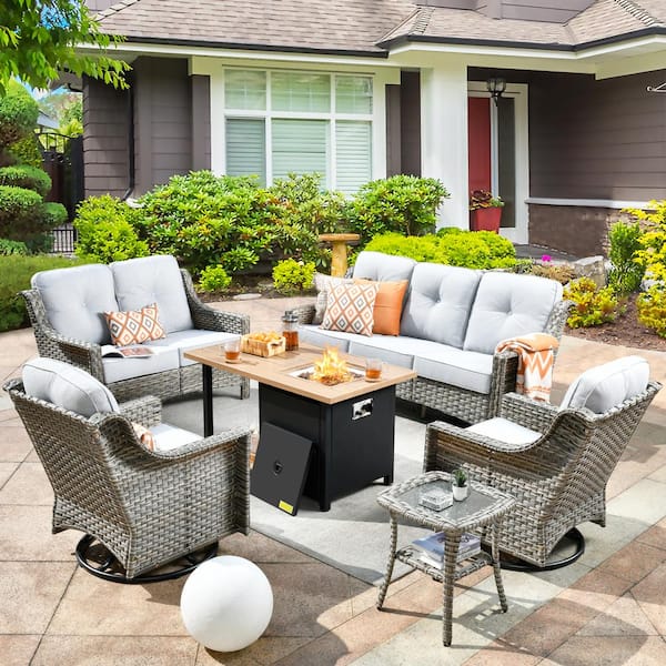 Halmuz 7-Piece Aluminum Patio Conversation Set with Armrest