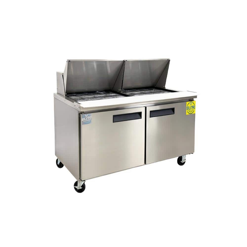 60 in. 15 cu. ft. Commercial Sandwich Prep Table Mega Top Two Door ESP60 Stainless Steel