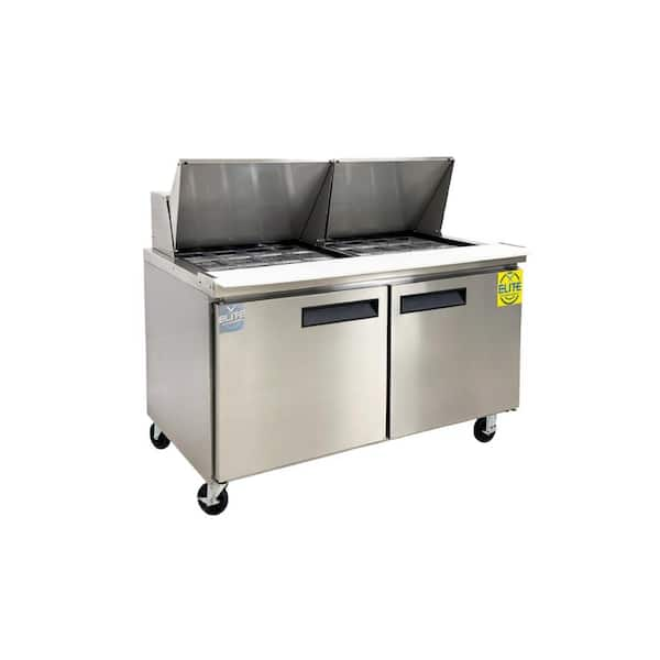 Elite Kitchen Supply 60 in. 15 cu. ft. Commercial Sandwich Prep Table Mega Top Two Door ESP60 Stainless Steel