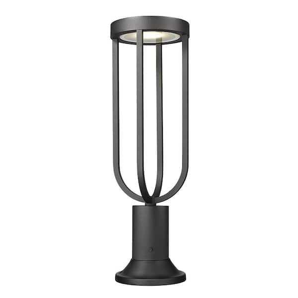 Unbranded Leland 23 in. 1-Light Sand Black Aluminum Hardwired Outdoor Marine Grade Pier Mount Light with Integrated LED