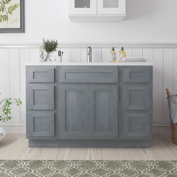 Vanity Art 48 in. W x 21 in. D x 32.5 in. H Bath Vanity Cabinet without Top in Silver