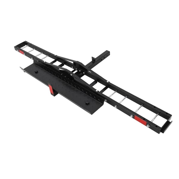 1-Bike Black Aluminum Iron Motorcycle Trailer Carrier with Loading Ramp, 500 lbs. Capacity, 4-Straps