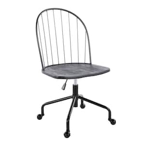 Riley Wood Adjustable Height High Back Office Chair in Black Wood and Black Metal
