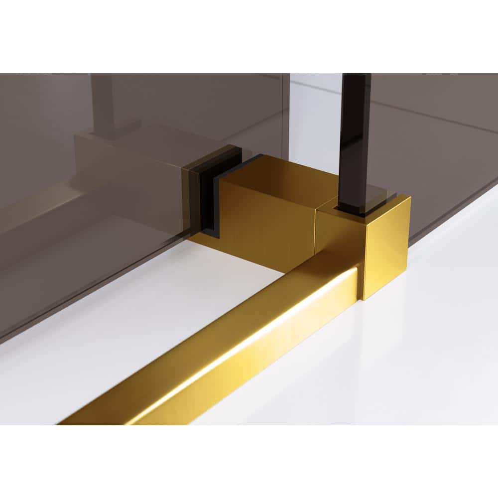 Equinox 60'' Satin Brass Frameless Tinted Sliding Shower Door