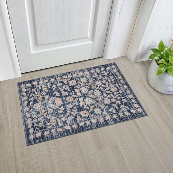 Crestwood Navy 2 ft. x 3 ft. Oriental Indoor Area Rug