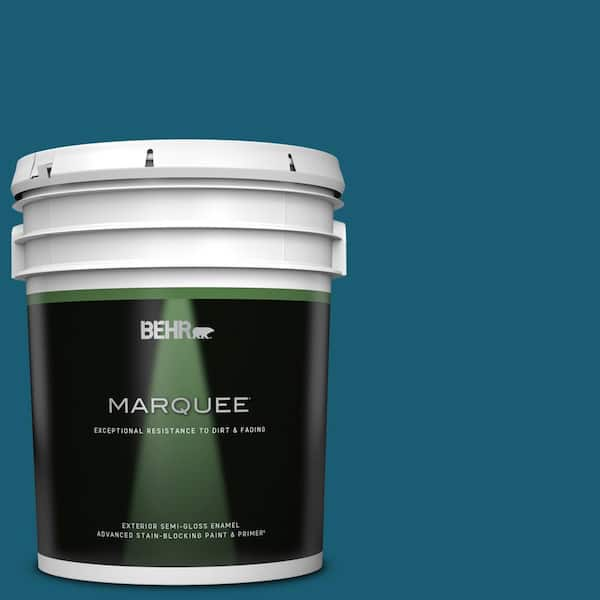 BEHR MARQUEE 5 gal. #540D-7 Deep Blue Sea Semi-Gloss Enamel Exterior Paint & Primer