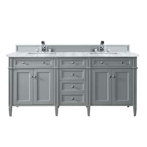 Brittany 72 in. W x 23.5 in. D x 34 in. H  Double Bath Vanity in Urban Gray with Marble Top in Carrara White