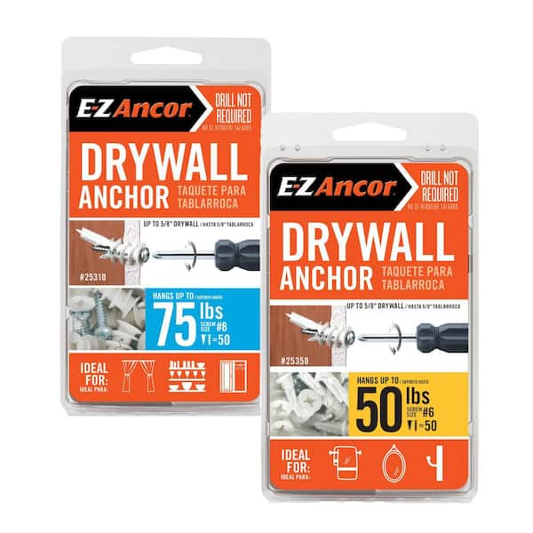 E-Z Ancor Twist-N-Lock 75 lbs. and Twist-N-Lock 50 lbs. Drywall Screws Combo Kit 2 (50-Pack)