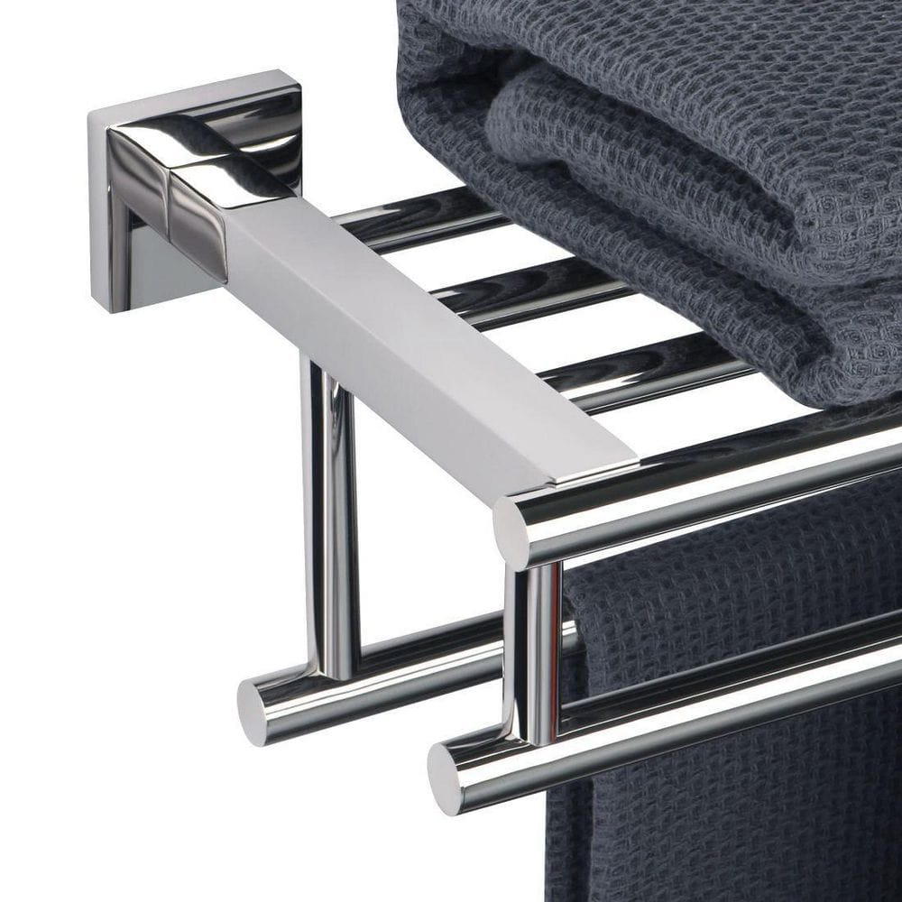Polished Chrome 16-Inch Wall Mounted Double Towel Rack