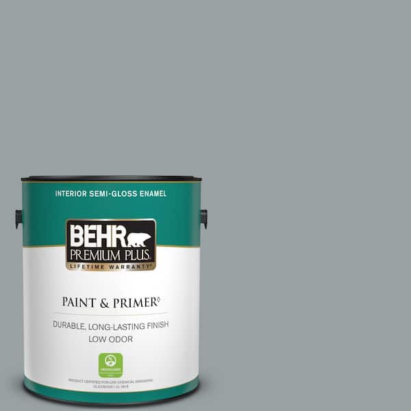 BEHR PREMIUM PLUS 1 gal. Home Decorators Collection #HDC-SM16-02 River Rock Grey Semi-Gloss Enamel Low Odor Interior Paint & Primer