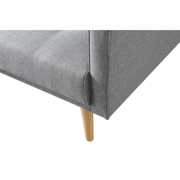 98 5 In Gray Linen 3 Seater Twin Sleeper Sectional Sofa Bed With Tapered Legs 73041gy The Home Depot 98 5 In Gray Linen 3 Seater Twin, Gerard Grey Sectional Sofa Bed With Queen Gel Memory Foam Mattress