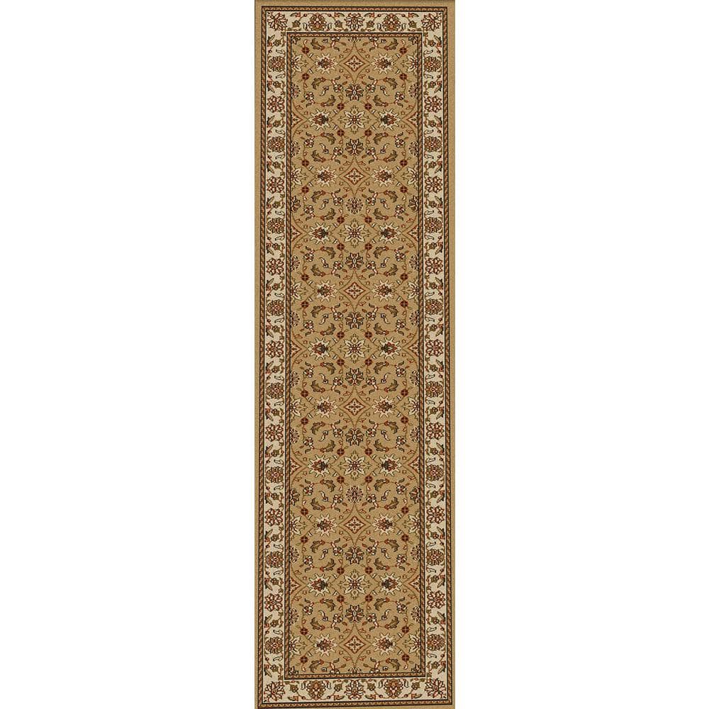 Como Beige 2 ft. x 8 ft. Traditional Oriental Floral Area Rug