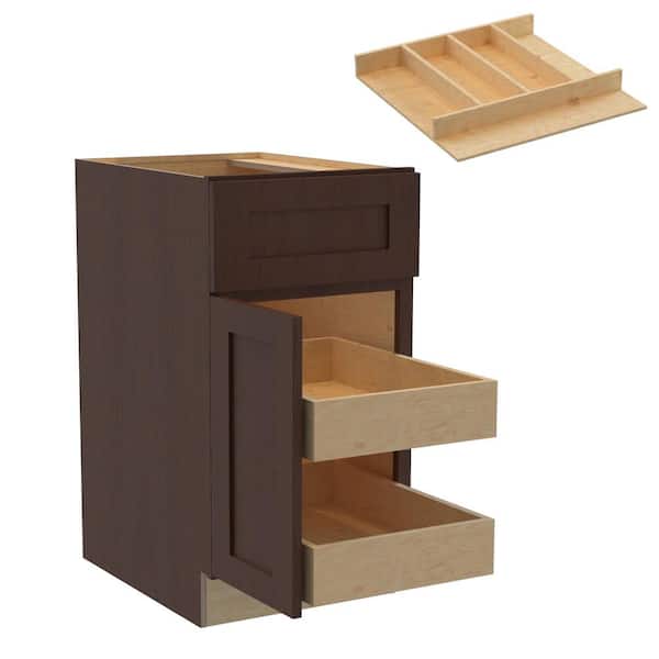 Home Decorators Collection Newport 18 in. W x 24 in. D x 34.5 in. H Assembled Plywood Base Kitchen Cabinet in Manganite with 2ROT Utility LH