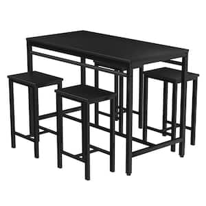 Chumbley 5-Piece Rectangle Wood Top Black Dining Table Set for Small Spaces