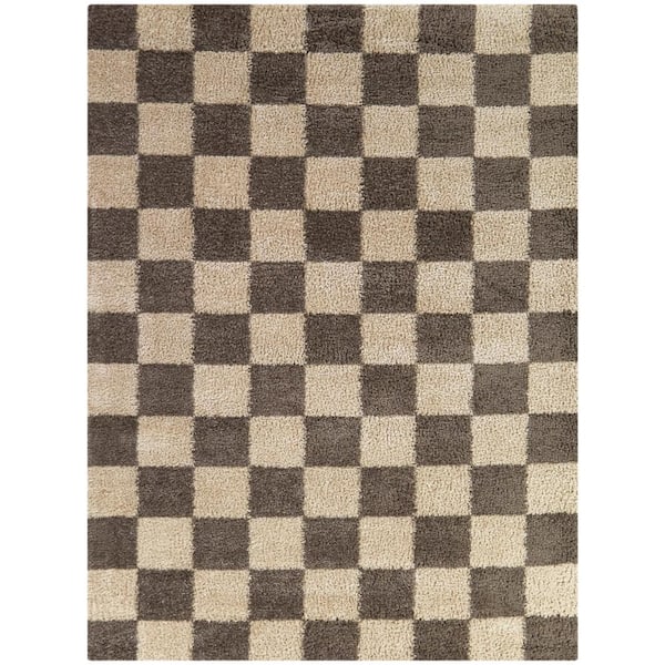 StyleWell Harley Brown 7 ft. 10 in. x 9 ft. 10 in. Checkered Area Rug