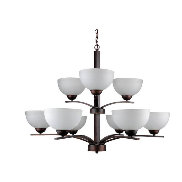 Filament Design 9-Light Coffee Chandelier with Etched Acid Wash Glass Shade