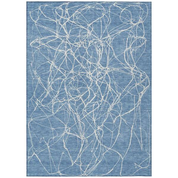 Chantille Machine Washable Indoor/Outdoor Abstract ACN2826 Denim 10 ft. x 14 ft. Area Rug