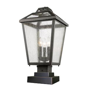 Bayland 21.5 in. 3-Light Bronze Aluminum Outdoor Hardwired Weather Resistant Pier Mount-Light with No Bulb Included