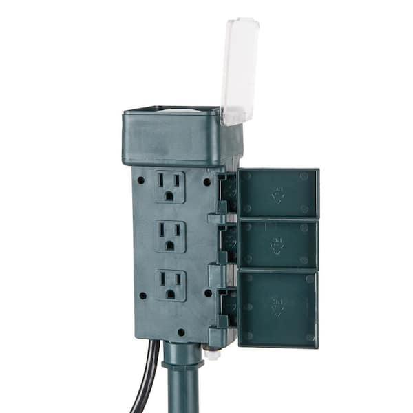 TORK 15 Amp Outdoor Mechanical 6-Grounded Outlet Plug-In Holiday Decor Stake Timer