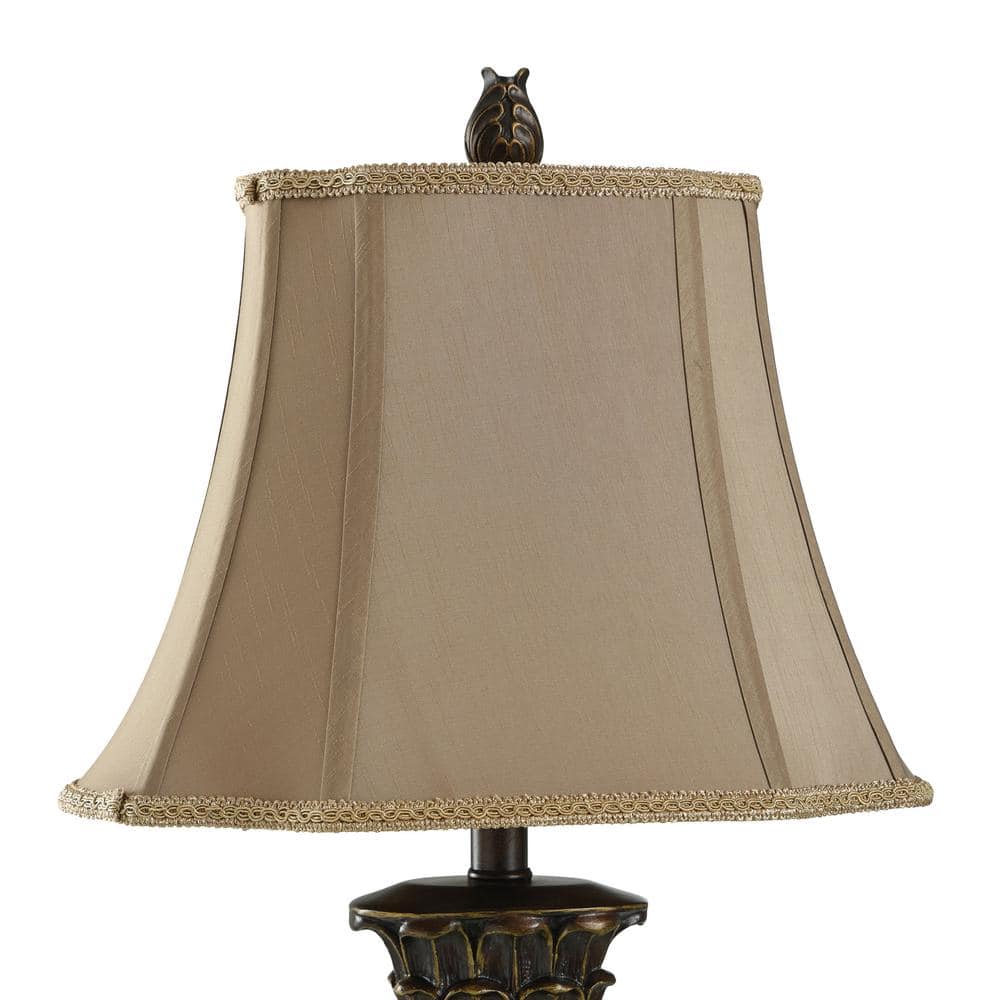 Elegant Curved Poly Table Lamp with Taupe Fabric Shade