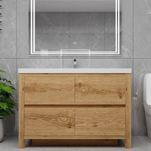 Louis 47 in. W x 20 in. D x 35 in. H Single Sink Freestanding Bath Vanity in Yellow Wood with White Acrylic Top