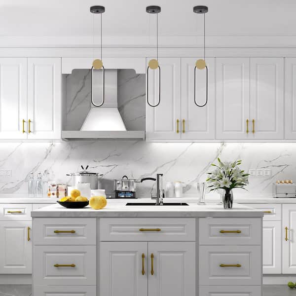 1-Light Gold Elliptic Hanging Ring LED Pendant Light Chandelier Lighting for Kitchen Island